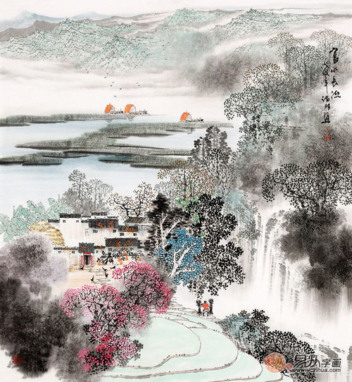  常见流水生财山水画有何含义看了这些图解我明白了