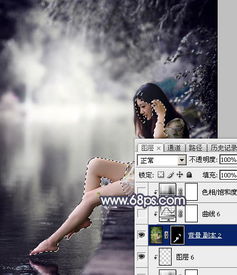  如何在ps中为湖边人物图片加上唯美的中性蓝色效果2