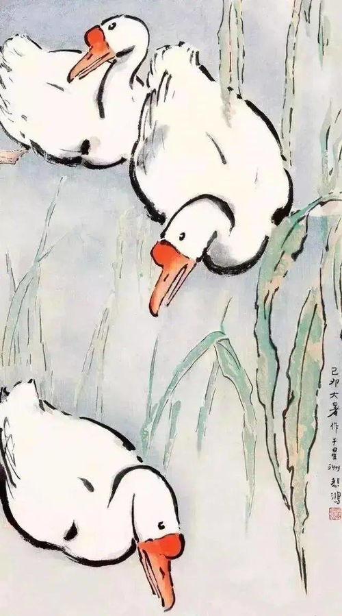  书画家影像网徐悲鸿笔下憨态可掬的胖白鹅,太可爱了