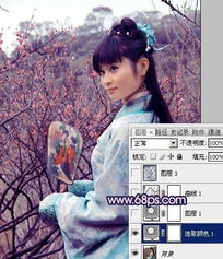  photoshop调出古装人物图片漂亮的古典蓝红色