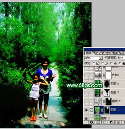  photoshop调出外景人物照片梦幻的绿色调