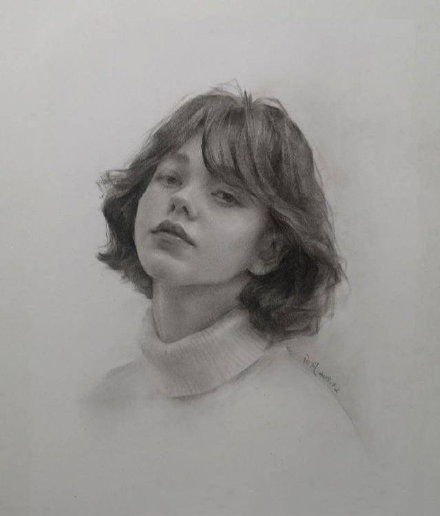  高清素描头像女青年步骤图片