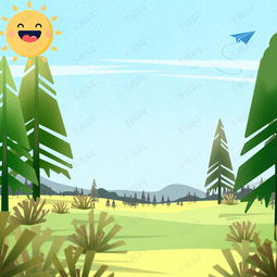  靠听夏日风景插画平面广告背景图片免费下载广告背景psd千库网图片编号5078552