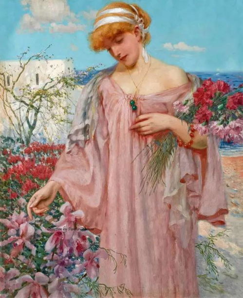  端正秀丽的美女油画︱比利时画家弗尔南图森特绘画作品