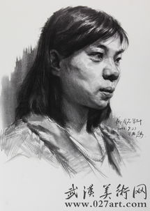  三分之二面女青年头像素描头像作品美术作品