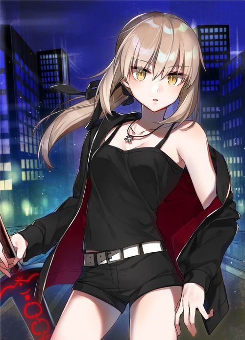  二次元夹克衫动漫少女,英姿飒爽
