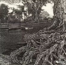  列维坦的得意门生斯坦尼斯拉夫的素描风景作品