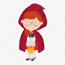  万圣节卡通手绘可爱小清新风格小红帽素材图片免费下载千库网