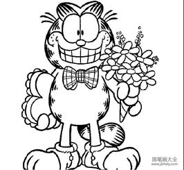  卡通动物简笔画大全加菲猫简笔画