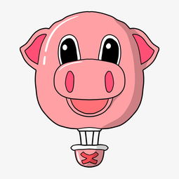  卡通手绘可爱猪头热气球图片素材psb格式下载其他大全