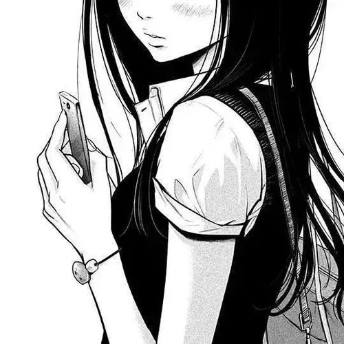  伤感动漫女头︱丧系黑白动漫女生头像
