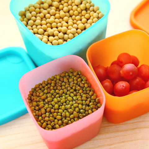  糖果色保鲜盒塑料零食收纳盒杂粮调料盒厨房冰箱迷你密封罐带手柄