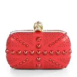  亚历山大.麦昆alexandermcqueen1500120000女款休闲宴会牛皮红色系红色皮革英伦米字旗图案骷髅箱型女士手拿包0413383924885价格报价图片正品