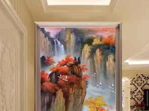  欧式高山流水唯美风景油画玄关壁画图片设计素材高清模板下载51.77mb油画立体油画玄关大全