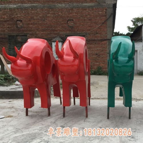  玻璃钢耕地牛雕塑枣庄玻璃钢牛雕塑