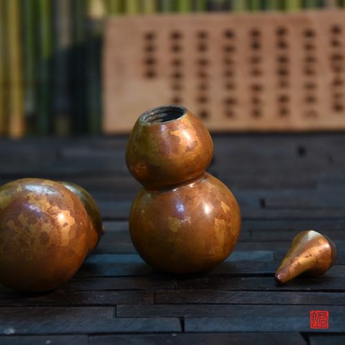  福禄葫芦在手,幸福我有,辟邪旺宅,多子长寿,难得铜葫芦