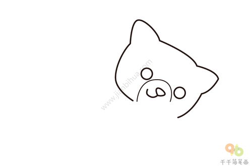  玩毛线团的小猫简笔画