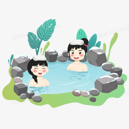  卡通手绘女孩儿泡温泉矢量元素png图片素材下载卡通png熊猫办公