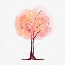  小清新插画风手绘水彩树木樱花树素材图片免费下载高清psd千库网图片编号11773171